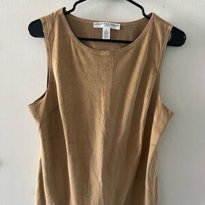 Josephine Chaus Suede Tan Fitted Tank Top